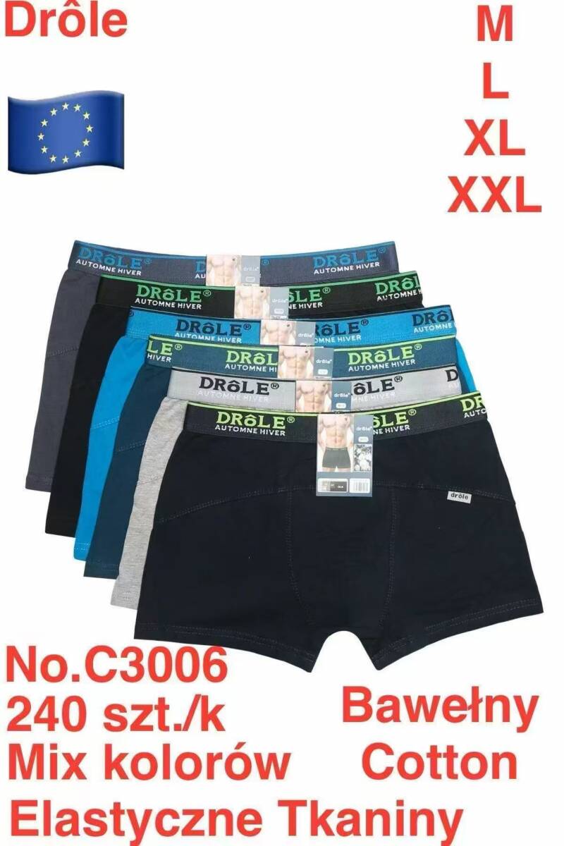 Bokserki męskie Roz M-2XL, Mix kolor Paczka 24 szt